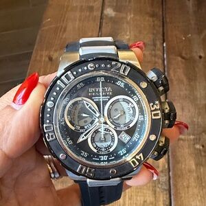 Invicta Reserve Black and Silver Chronograph Watch